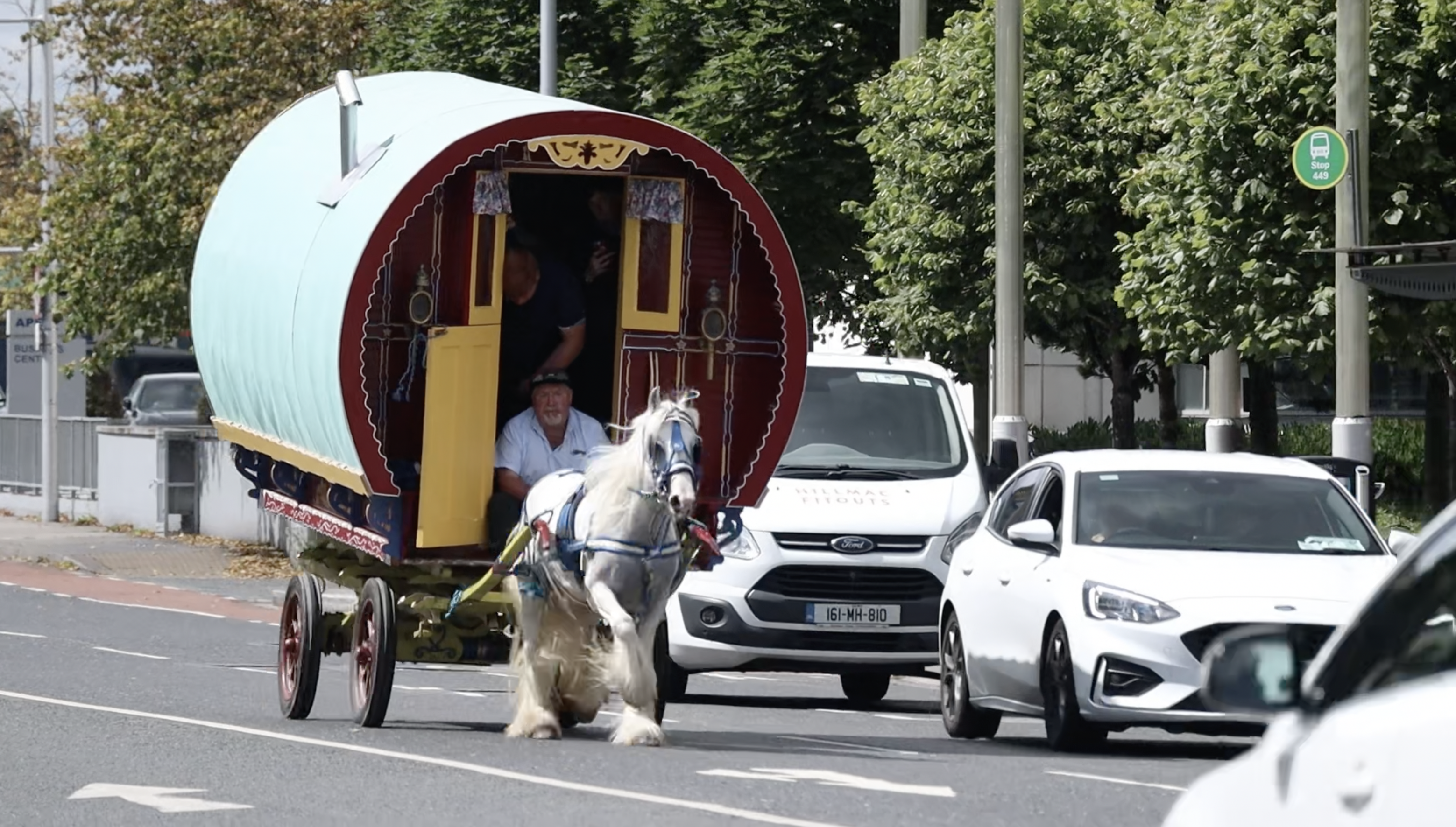 wagon being driven