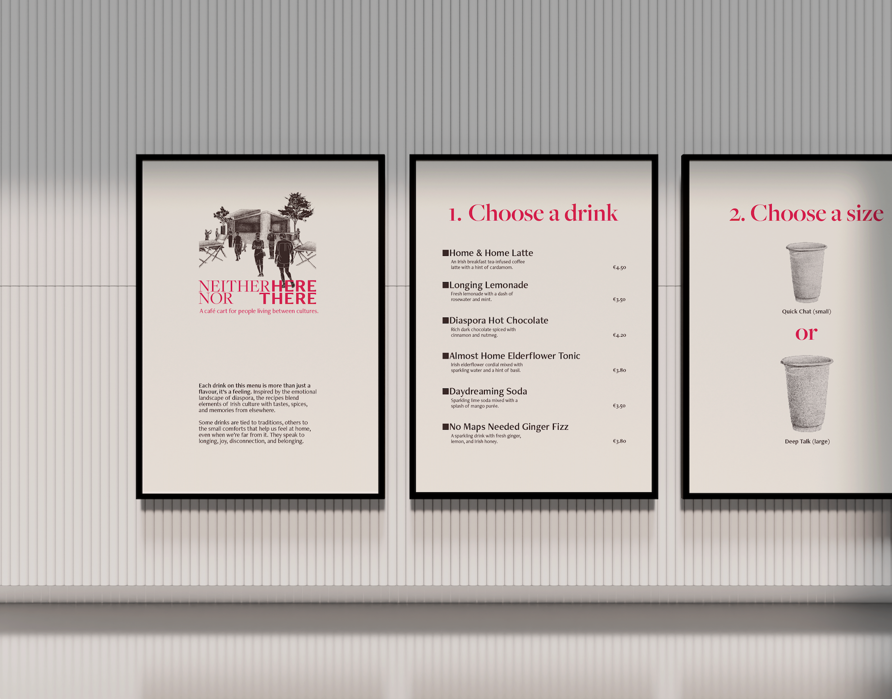 Menu for café cart.