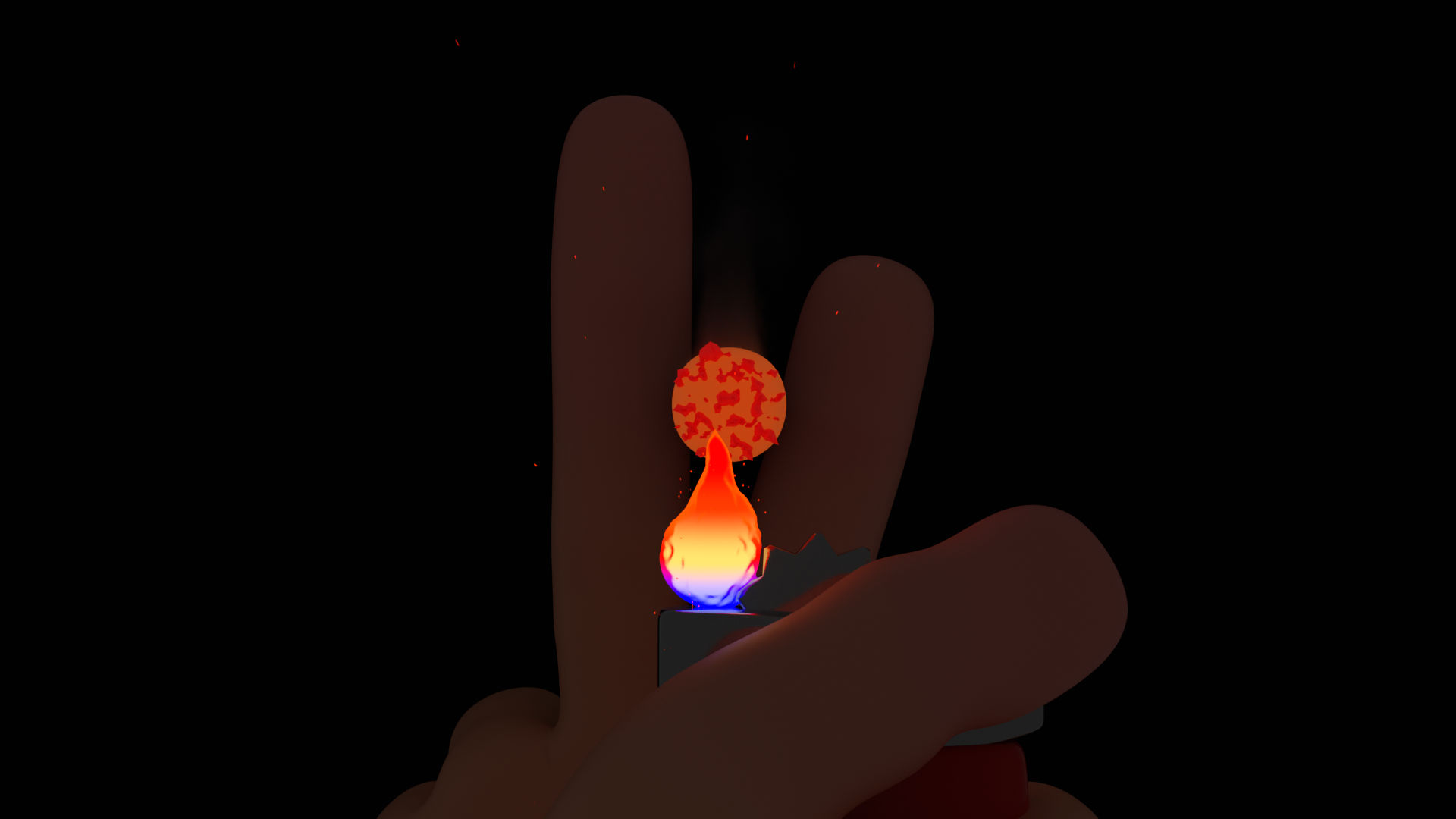 lighting a cigarette