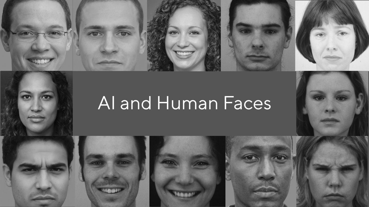 Pictures of AI and Human faces