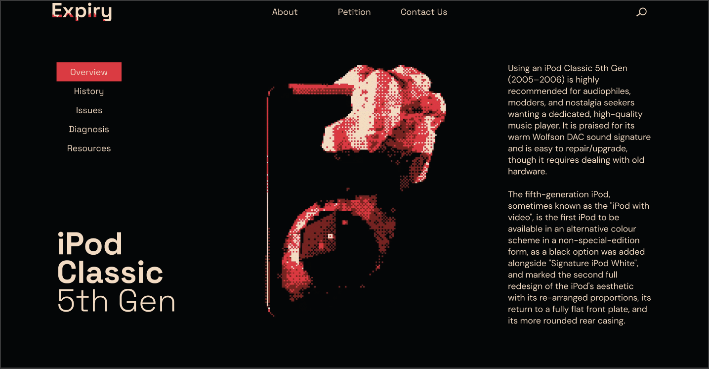Expiry product page