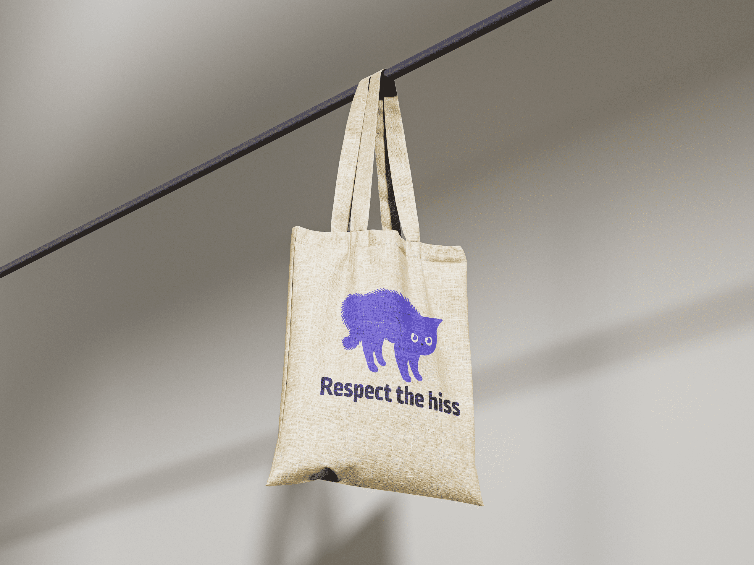 Tote bag with an angry cat