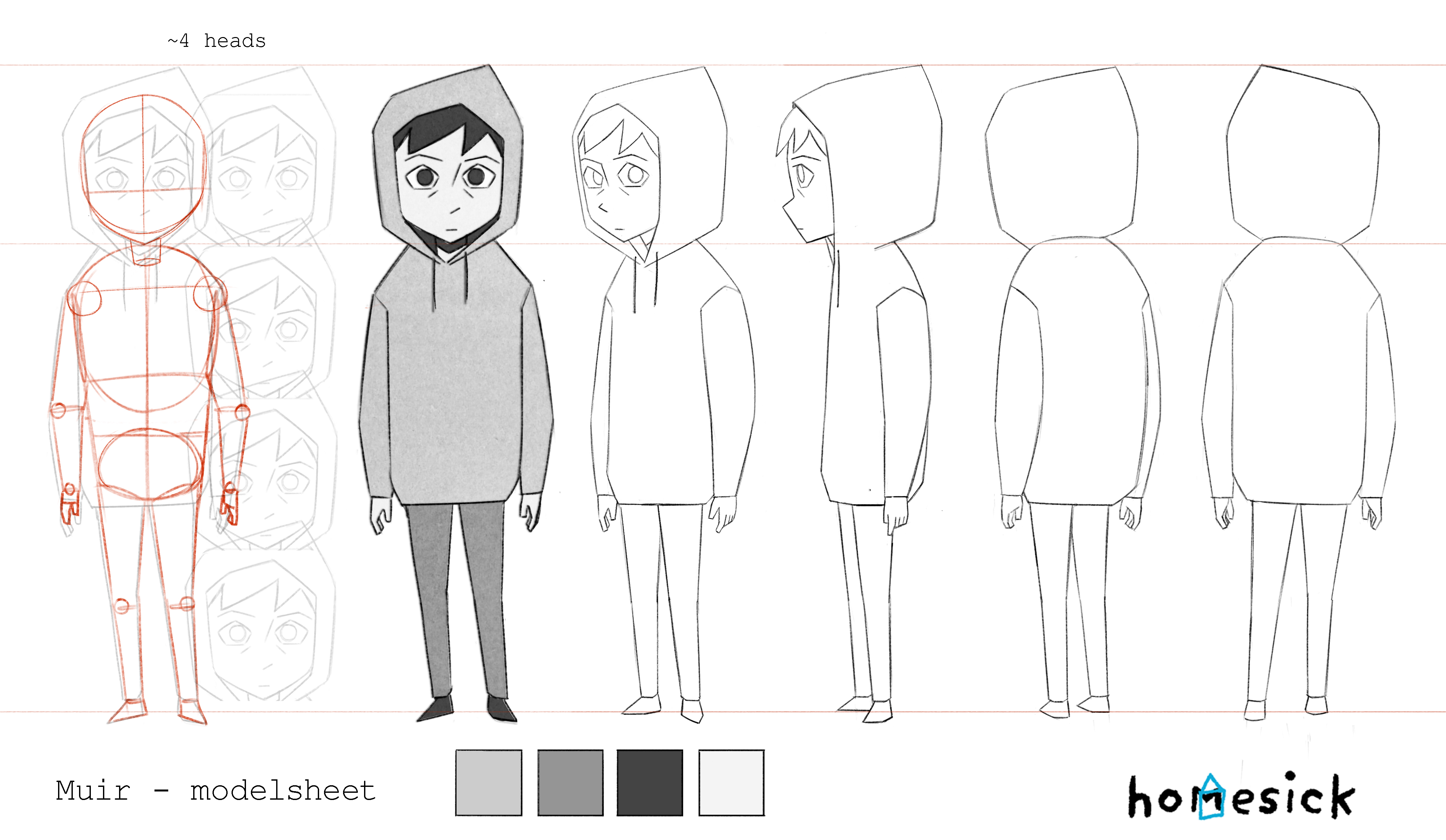 Model Sheet for the character in Homesick