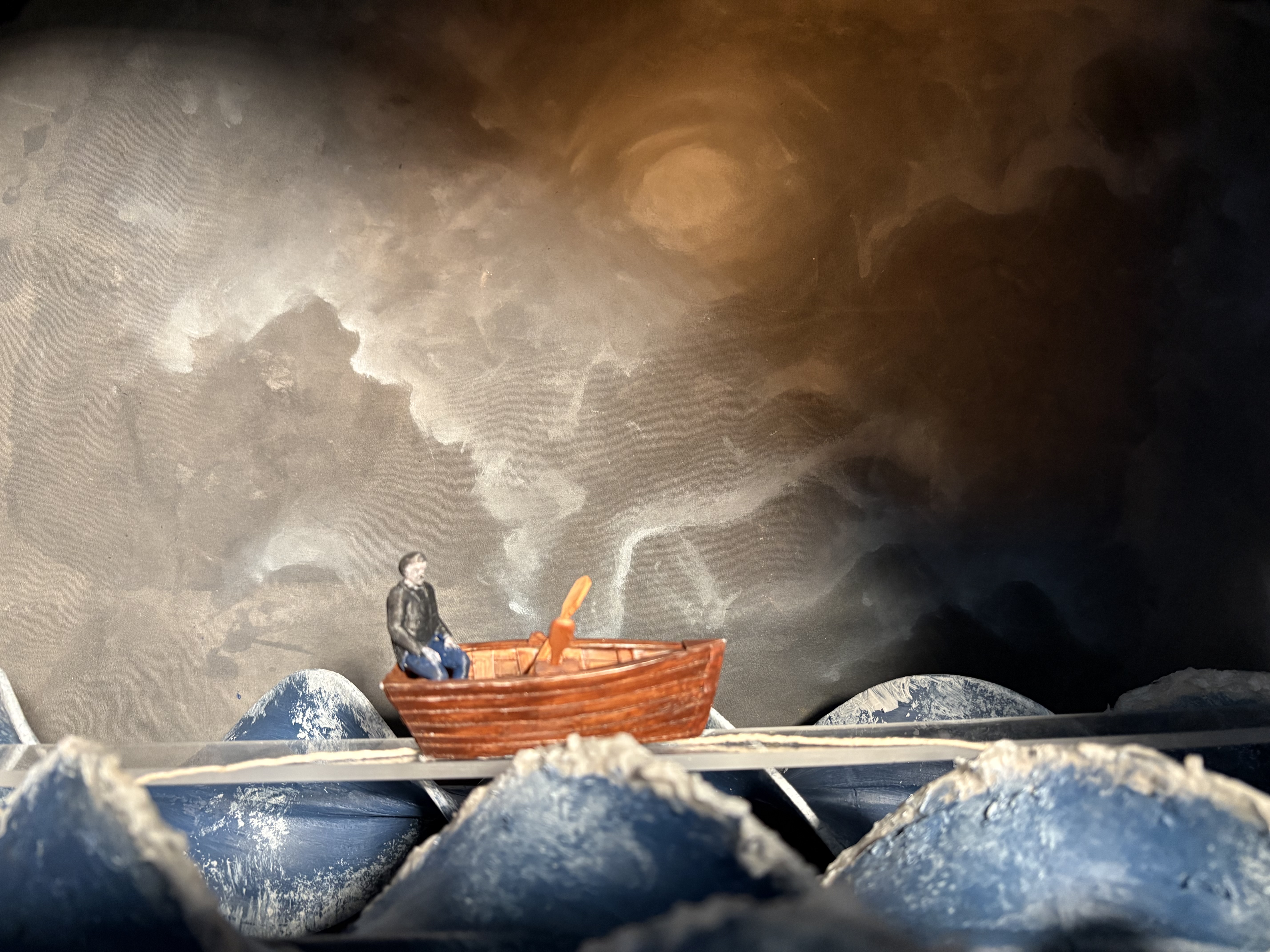 Stormy sea, interior of theatre