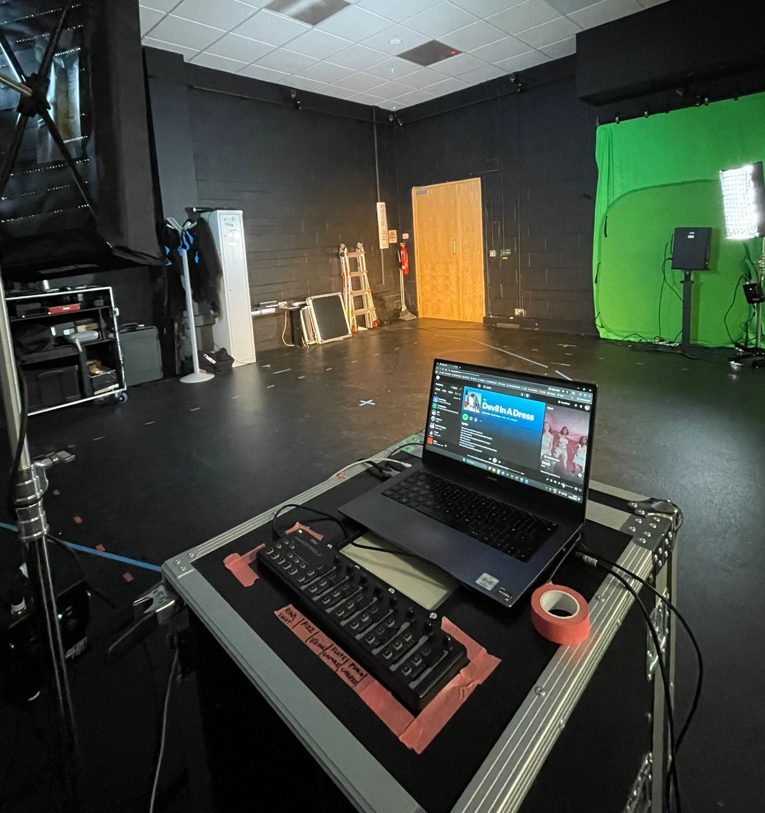 Set up of laptop for the stage, with MIDI controller.