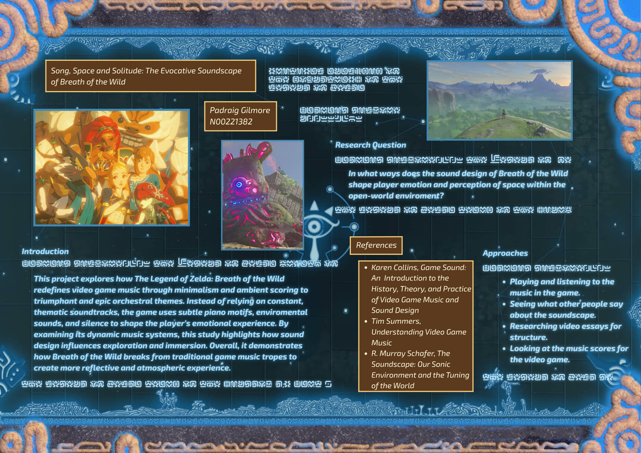 a poster detailing what is included in Padraig's video essay and written essay