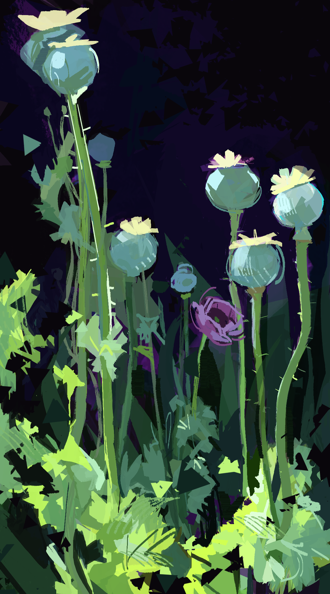 An abstract digital painting of poppy flowers