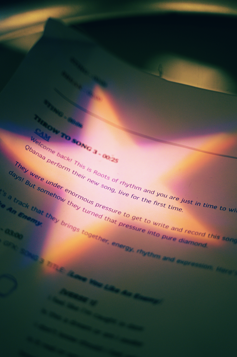 Star lights shines on a script