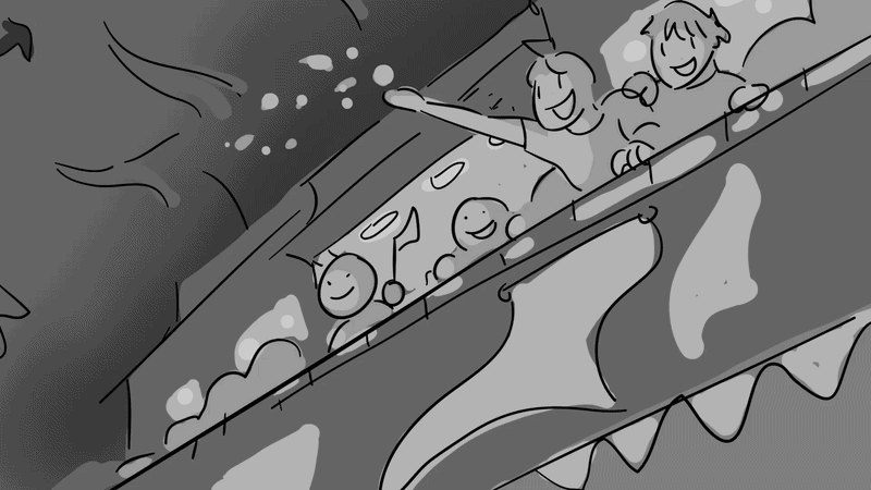 Storyboard for example shot, used to get a rough outline of the direction of shit before production begins.