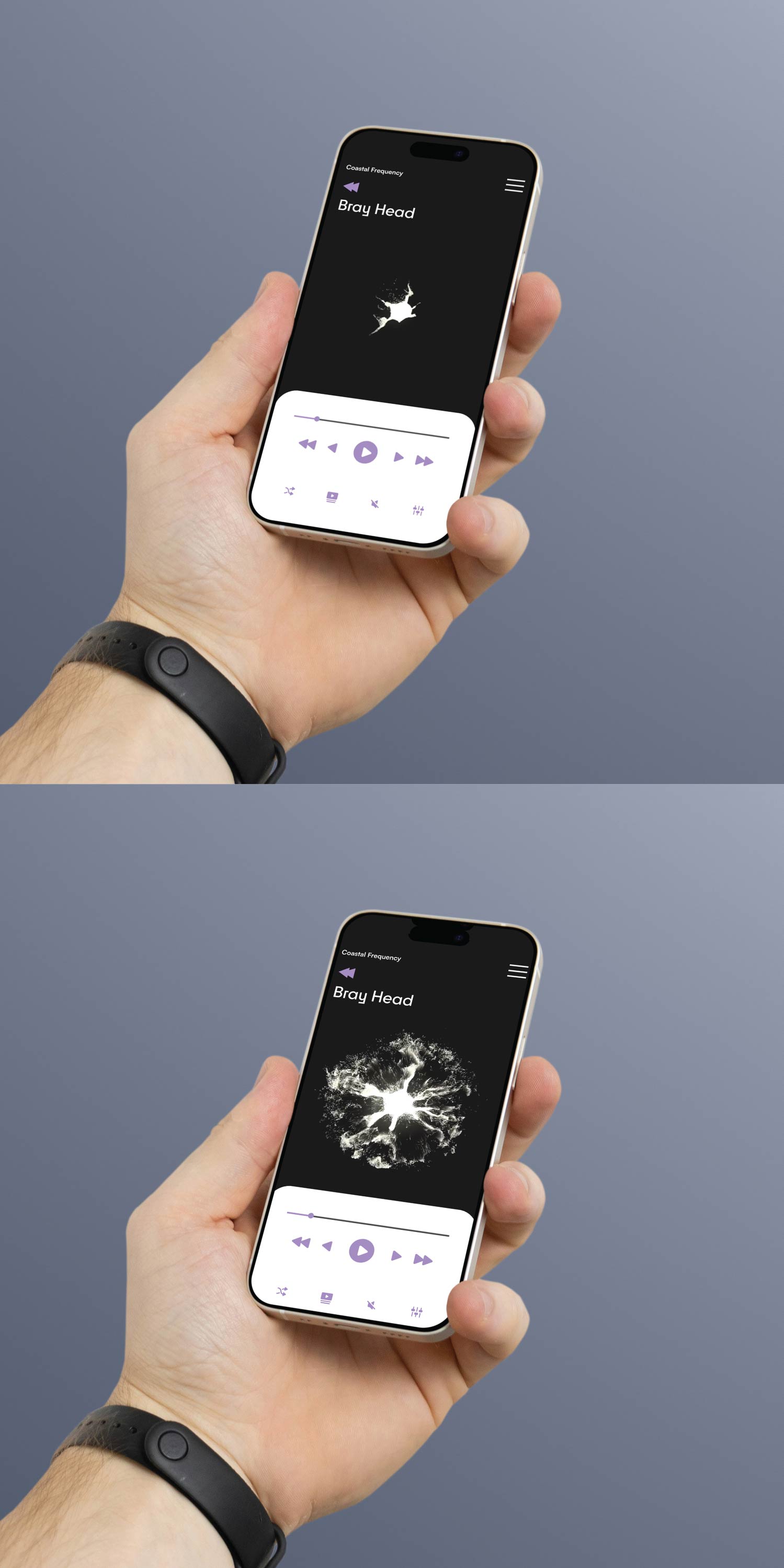 Sound frequency movement visuals playing according to audio on microsite