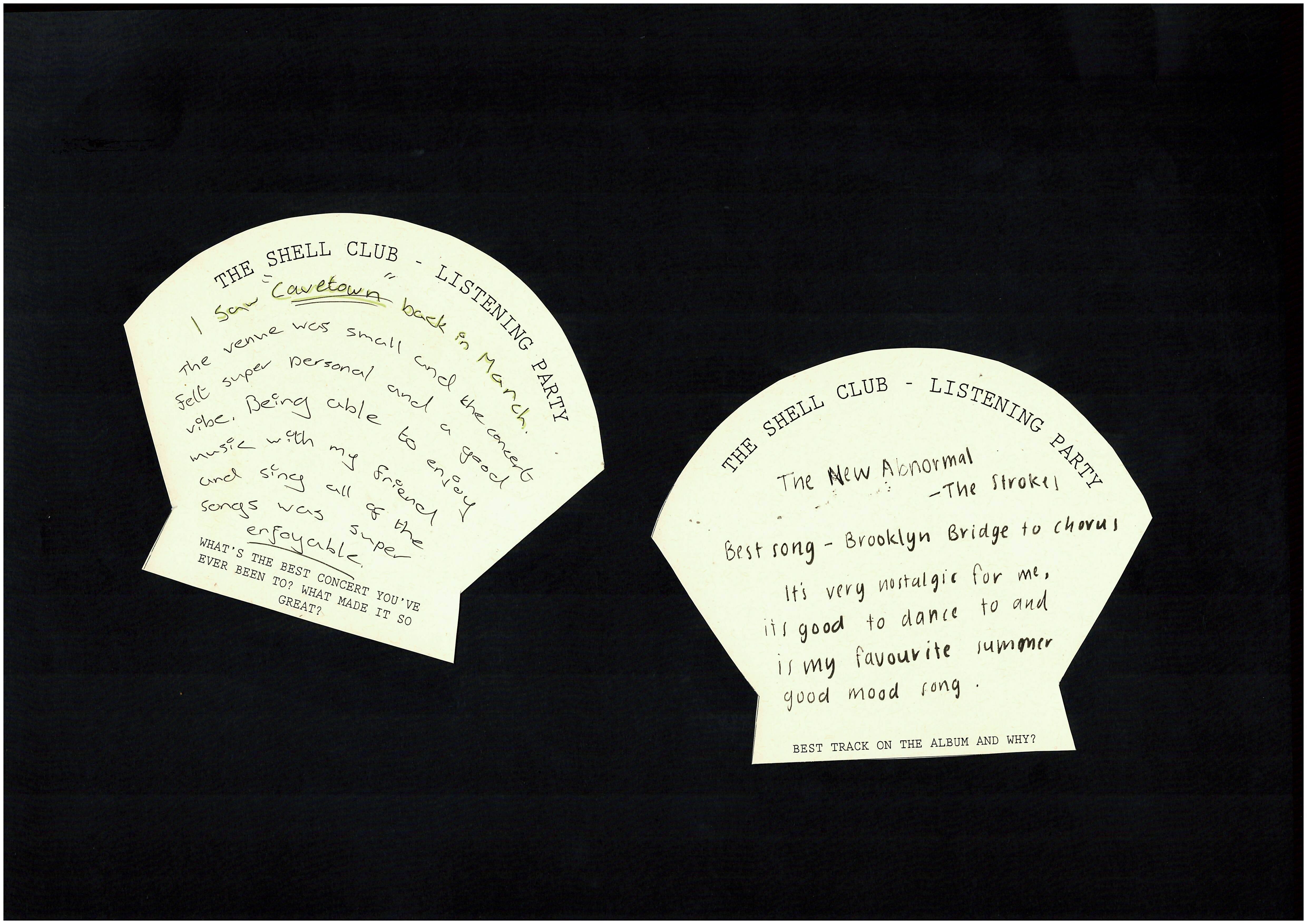 scan of the listening party prompts