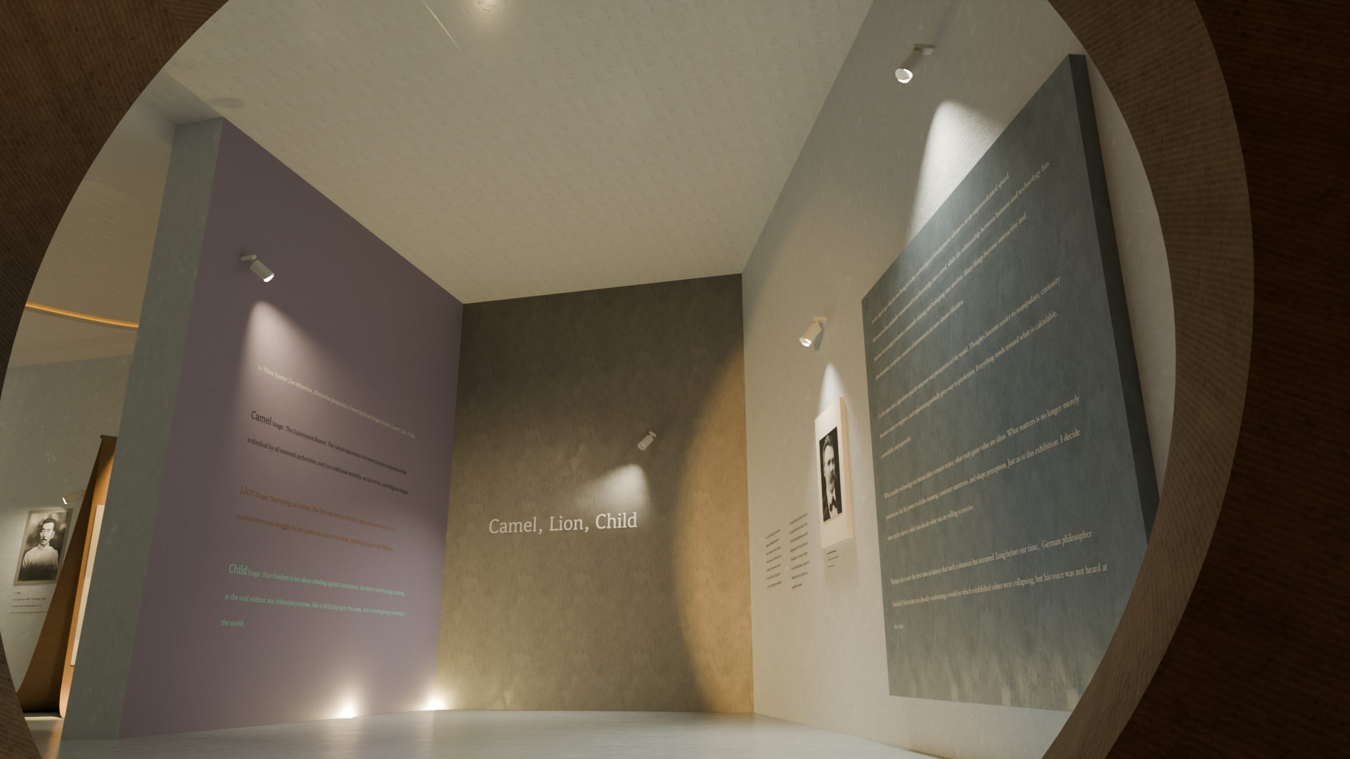 Entrance to the philosophers' response area in the exhibition