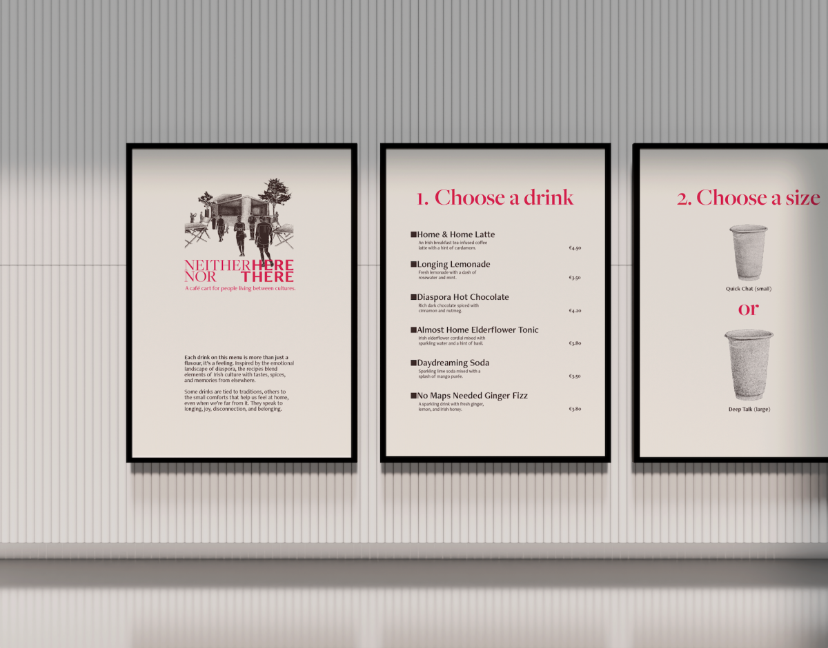 Menu for café cart.