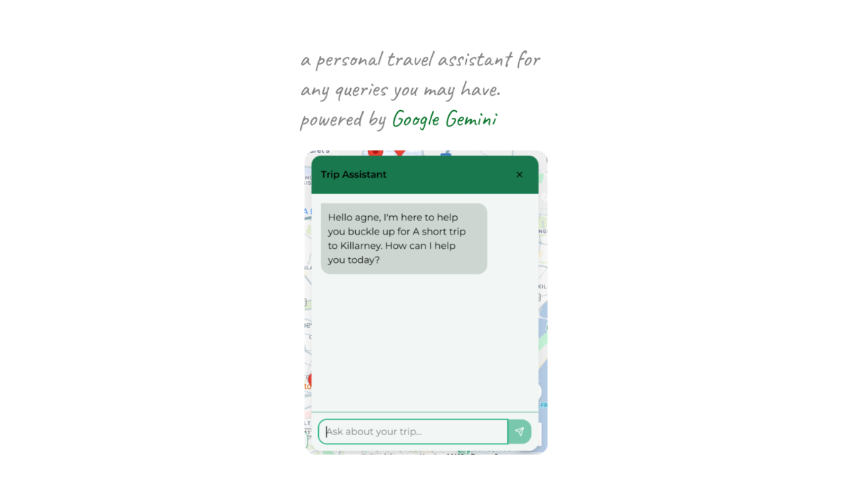 Screenshot of AI chat. Chat to your personal travel assistant about the trip