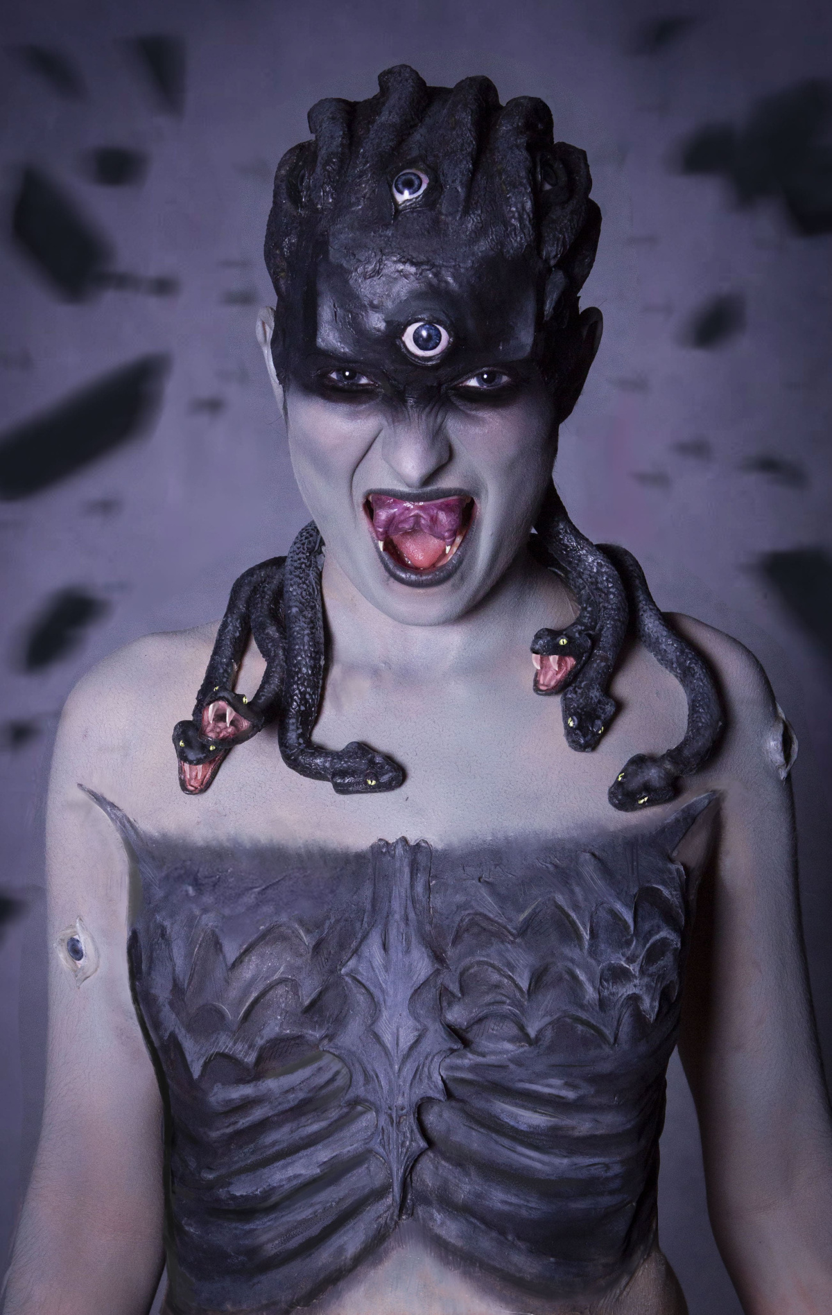 Medusa character, half body shot.