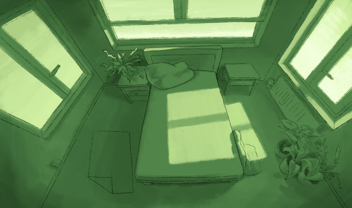 Homesick - green bedroom background