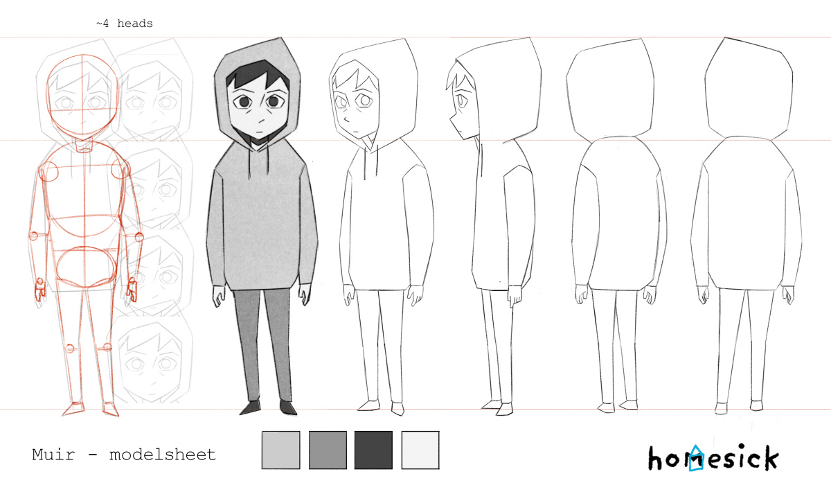 Model Sheet for the character in Homesick