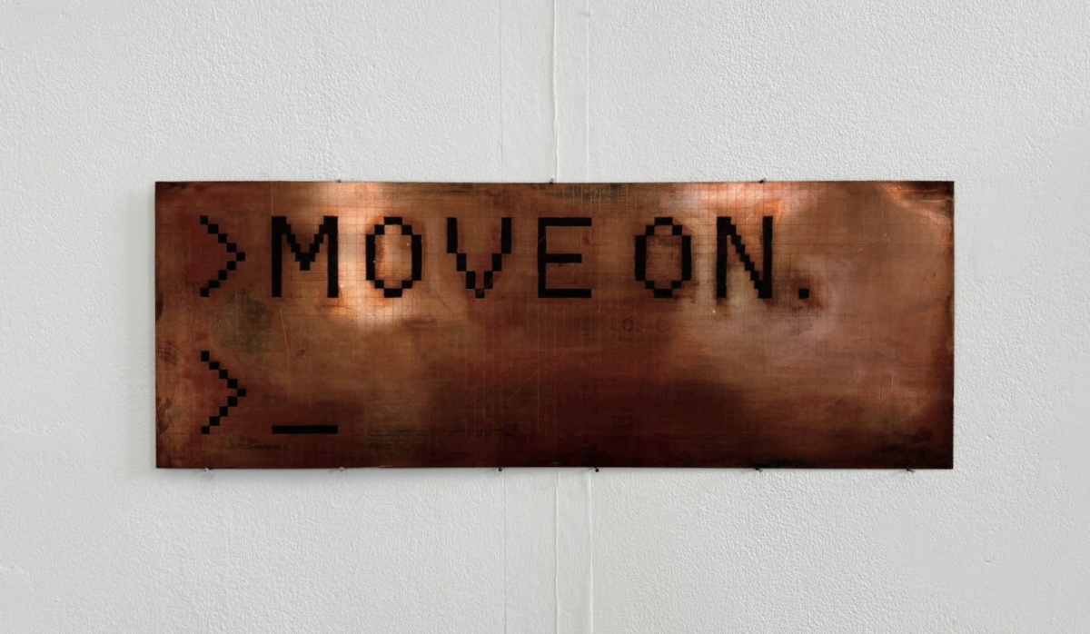 copper plate with text 