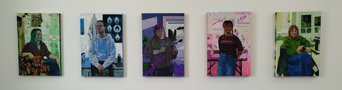 The five paintings in a row.
