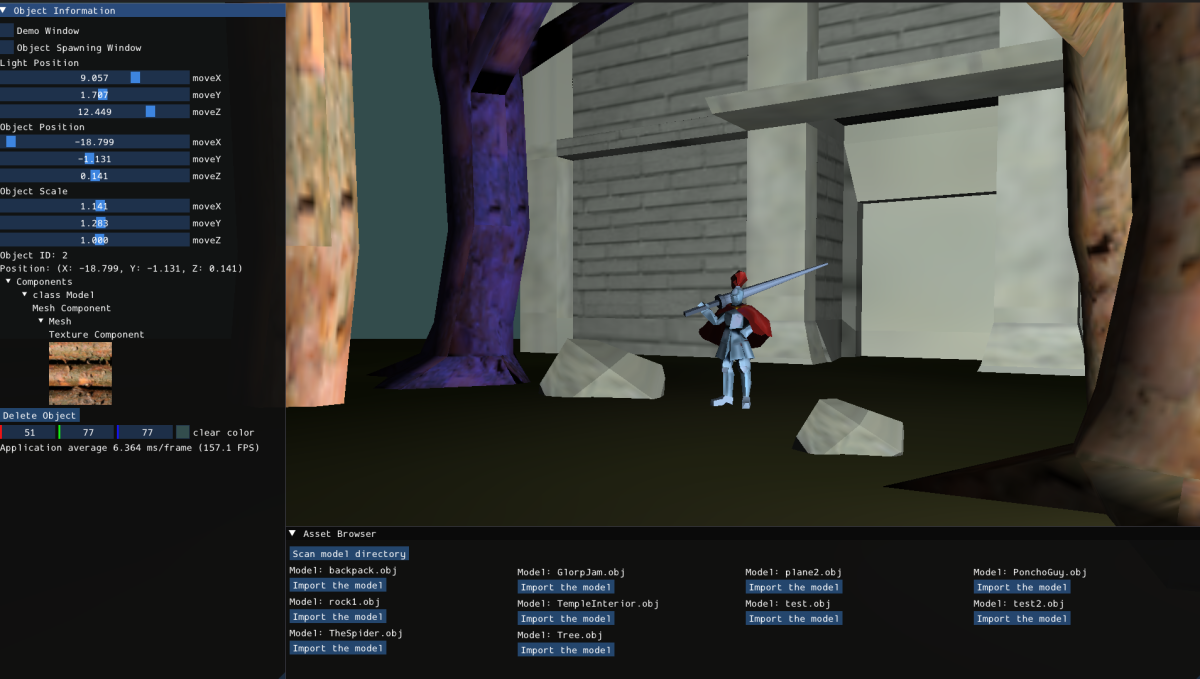 Image of Vall Engine where the objects in the scene are arranged in such a way to mimic a video game level