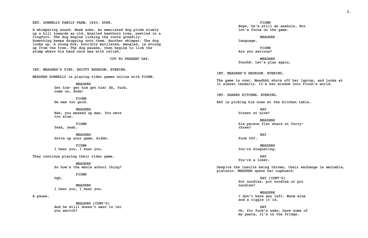 The first two pages of "The Waking of John Donnelly" first draft