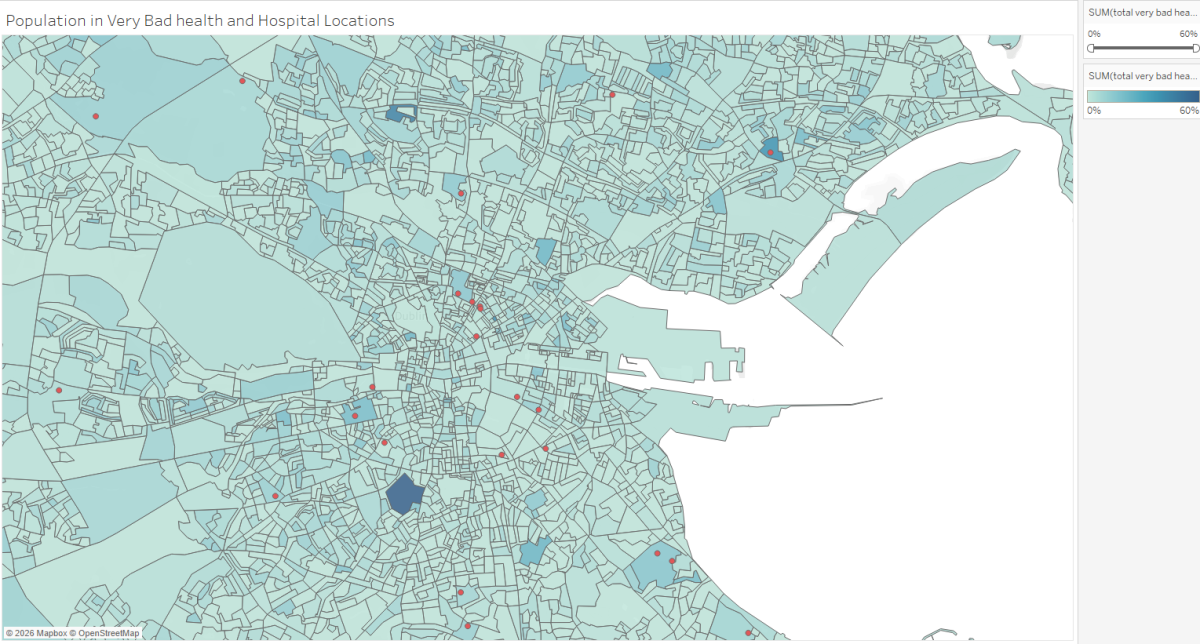 Tableau map created as part of early feasibility testing