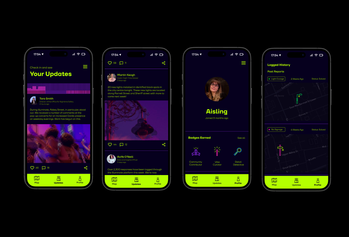 Selection of 4 x update/profile screens