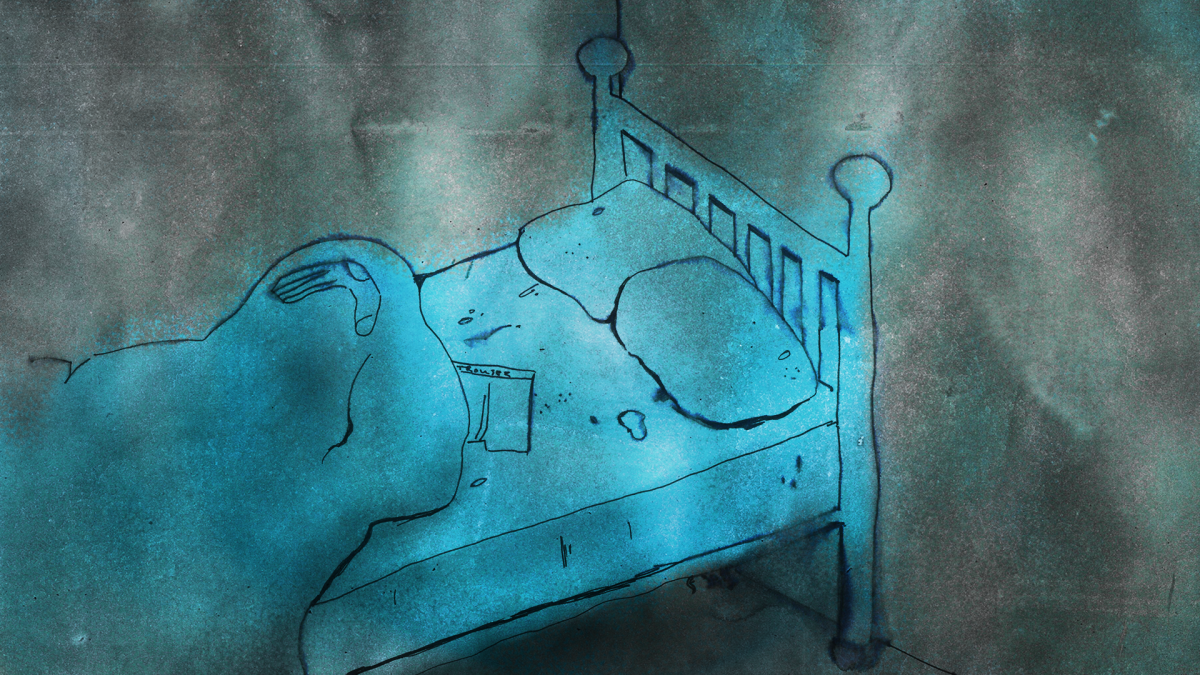 background painting of a bed 