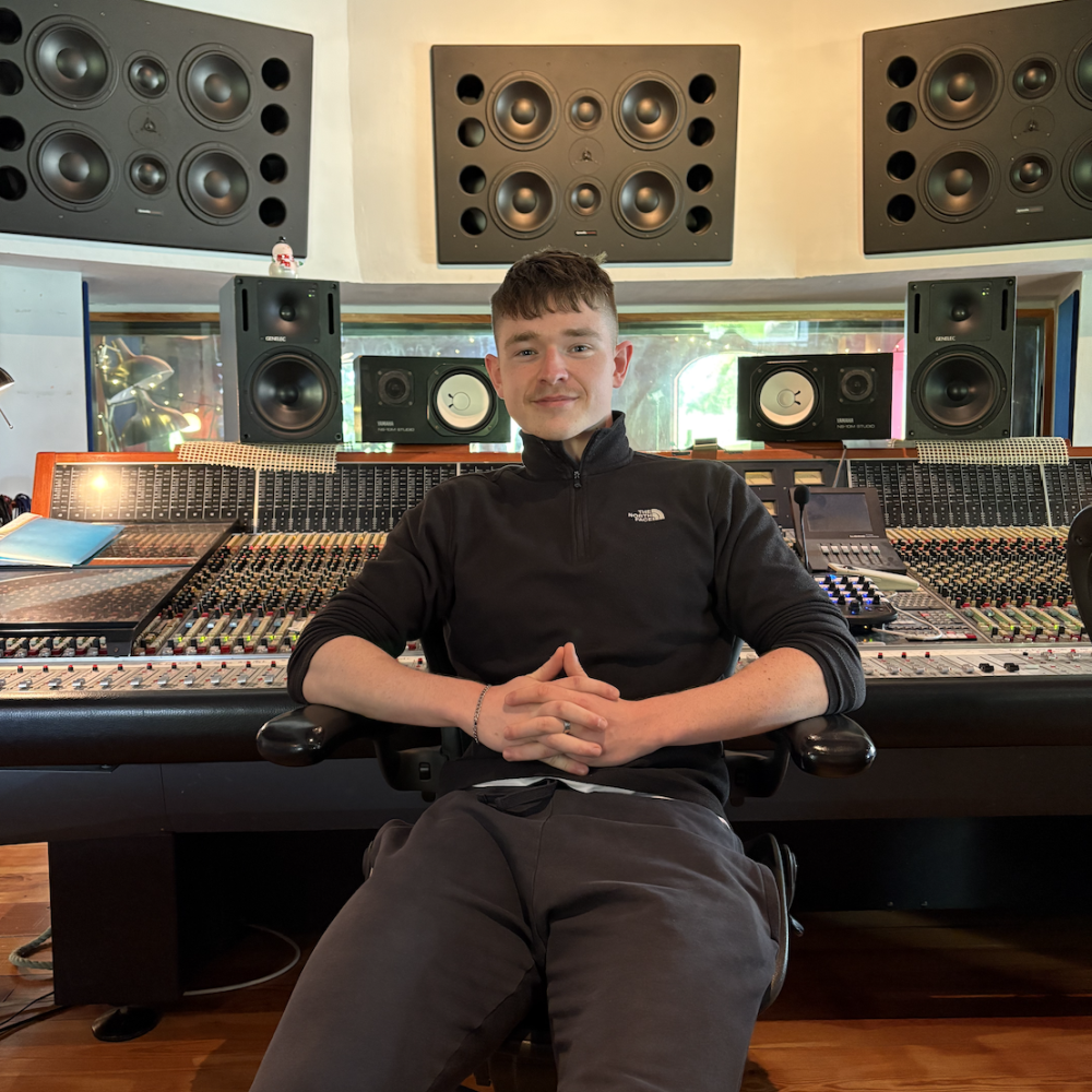 Myself, pictured in the control room of the wonderful Grouse Lodge Residential Recording Studios.